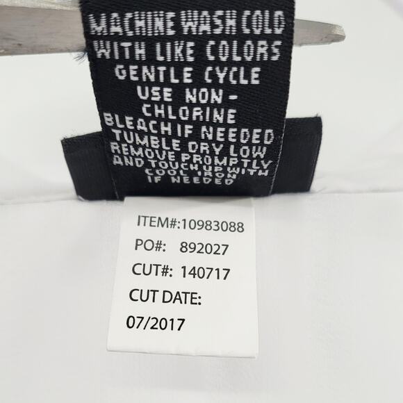 Torrid White Pleated Long-sleeve Button-down Blouse Tie-Neck Womens Torrid 0 (L) - Picture 8 of 8